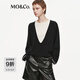 MO&Co.【C+系列】針織衫2025秋新品綿羊毛假兩件寬松MBE3SWT029 黑色 XS /155