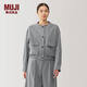 無(wú)印良品（MUJI） 女式 彈力起毛 開(kāi)衫式夾克 女外套秋季款 長(cháng)袖 女裝 BD0YSC4A 灰色 S (155/80A)