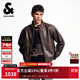 杰克·瓊斯（JACK&JONES）男裝士夾克羊皮革插袋時(shí)尚長(cháng)袖寬松立領(lǐng)經(jīng)典舒適上衣225410002 E09巧克力棕 常規 M （175）