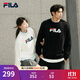 FILA 斐樂(lè )官方情侶款套頭衛衣25秋冬季新款休閑寬松長(cháng)袖加絨保暖上衣 【常規款】正黑色-BK L 175/96A/L