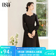 歐莎（OSA）通勤法式赫本風(fēng)小黑裙女2025秋款心型領(lǐng)氣質(zhì)高腰顯瘦連衣裙 黑色 S