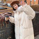 簡(jiǎn)輕逸白色長(cháng)款棉服女2025新款冬季棉襖夾棉厚外套棉衣高級感時(shí)尚襖子 白色連帽牛角扣加長(cháng)款面包棉服 S 【建議90-120斤】