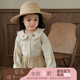 幼悠女童秋季兩件套兒童時(shí)尚木耳邊刺繡森系背心A字連身裙潮 米色襯衫Q3245 120cm