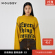moussy 新品美式復古慵懶感撞色標語(yǔ)毛衣010HAQ70-4841 050黃色 均碼 00020/F