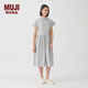 無(wú)印良品 MUJI IDEE 女式 平紋 無(wú)袖連衣裙 女裝裙子夏季 GAD13C4S 藍灰色 L (165/88A)