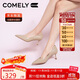 康莉（COMELY）高跟鞋女細跟春季尖頭單鞋軟底時(shí)尚簡(jiǎn)約職業(yè)工作鞋 粉杏色 37 