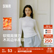 森馬（Semir）長袖T恤女半高領(lǐng)緊身純色冬季2025新款發(fā)熱抓絨木耳邊打底衫 奶白10501 M