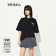 MO&Co.短袖T恤2025夏新品接觸瞬間涼感涂鴉字體印花寬松MBE2TEET12 黑色 XS /155