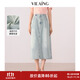 薇迎 VIEA.ING復(fù)古牛仔裙女2025夏季新款藍(lán)色裙子半裙a字裙中長(zhǎng)裙 牛仔藍(lán) L