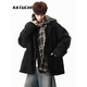 卡圖弛日系重磅毛呢大衣男秋冬季寬松cleanfit高級感風(fēng)衣加厚中款外套 黑色 XL