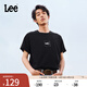 Lee25新品標準版圓領(lǐng)方型印花Logo摩登中性男短袖T恤LMT0098044LE 黑色 M