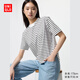 優(yōu)衣庫女裝AIRism棉混紡條紋T恤/短袖寬松顯瘦480054 01 乳白色 L /160/88A
