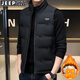 JEEP SPIRIT吉普羽絨馬甲男外套上衣男士春秋季短款無(wú)袖羽絨服薄款純色中青年 黑色 L （100斤-125斤）