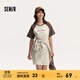 森馬（Semir）連衣裙女字母印花寬松T恤裙休閑夏季圓領(lǐng)撞色插肩袖短裙復(fù)古 咖色調(diào)00455 M