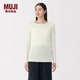 無(wú)印良品（MUJI） 女式 輕薄 圓領(lǐng)長(cháng)袖T恤 女士女款 25年秋季女裝打底 FCD37A5A 米白色 M （160/84A）