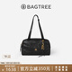 BAGTREE包包樹(shù)風(fēng)信包新款植鞣牛皮波士頓包單肩腋下大容量通勤保齡球女包 檀黑色+黑色啟笛掛件 小眾輕奢女包