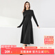尚都比拉秋冬復古氣質(zhì)女神范打底針織連衣裙中長(cháng)款顯瘦a字裙 黑色 L 