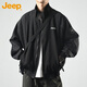 吉普（JEEP）夾克男春秋季外套男士寬松潮流痞帥立領(lǐng)休閑衣服男裝 黑色 XL 