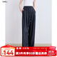 百圖betu女裝2025夏季新款休閑闊腿褲拖地松弛感顯瘦彎刀褲女2507T44 深牛仔藍 S