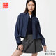 優(yōu)衣庫女裝法蘭絨箱型襯衫/長(cháng)袖襯衣空調衫480832 67 海藍色 L /160/88A