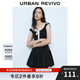 UR2025春季新款女裝撞色蕾絲飄帶U領(lǐng)無(wú)袖修身連衣裙UYY750014 黑色 (偏短) M
