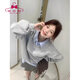 蜜樂(lè )奇韓系學(xué)院風(fēng)假兩件polo領(lǐng)衛衣女春秋設計感寬松慵懶風(fēng)套頭休閑上衣 灰色假兩件 M 建議100-110斤