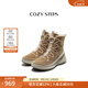 COZY STEPS可至女士冬季圓頭厚底系帶羊皮毛一體中筒保暖防寒防滑雪地靴 摩卡棕 39