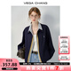 VEGA CHANG女士短外套25年秋裝款設(shè)計(jì)感美式假三件小個(gè)子夾克上衣 藏青色 S