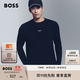 BOSS博斯男士25年秋冬新款撞色徽標常規版彈力棉質(zhì)T恤 001-黑色 XL