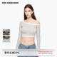 ANN ANDELMAN【陳佳儀同款】官方直營(yíng)露肩長(cháng)袖T恤女短款高腰上衣薄款皮膚衣 灰色 XS