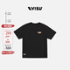 EVISU福神男女同款流行休閑時(shí)尚運動(dòng)商標短袖T恤 黑色 M 【寬松效果需拍大1-2個(gè)尺碼】
