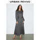 UR2026春季新款女裝潮流假兩件綁帶收腰連衣裙UWJ750082 冷灰 (偏長(cháng)) M