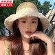槿城草帽女新款日系小清新蕾絲草編帽子夏季出游防曬帽大檐沙灘遮陽(yáng)帽 米色 M（5658cm）白蕾絲草帽