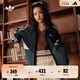 adidas經(jīng)典寬松運動(dòng)夾克外套男女秋季阿迪達斯官方三葉草 黑色/綠色/白色   M