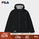 FILA 斐樂(lè )官方男士梭織外套2025秋新款時(shí)尚休閑寬松連帽上衣夾克 正黑色-BK L 175/96A/L