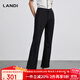 藍地（LANDI）高腰顯瘦垂感微喇修身長(cháng)褲年秋季新款窄版闊腿褲 黑色 L