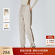 艾萊依羽絨褲女款拼接收腰束腳褲輕盈保暖耐寒通勤長(cháng)褲 米灰 L