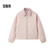 森馬（Semir）棉服女燈芯絨翻領(lǐng)菱形格復古2024冬三防寬松輕薄棉衣109724112007