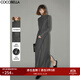 COCOBELLA手工壓褶半高領(lǐng)赫本風(fēng)長(cháng)袖連衣裙女秋氣質(zhì)長(cháng)裙FR3015 深花灰 S