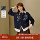 茵曼（INMAN）2025秋冬女裝新款復(fù)古手工立體刺繡毛衣寬松圓領(lǐng)針織開衫外套 貴族灰 XL