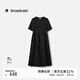 播圓領棉麻短袖連衣裙女25夏季新款黑色收腰顯瘦長裙DDS2LD5023 K40玄黑 M