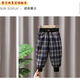 壹號鳳秋冬裝寶寶長(cháng)褲女童洋氣加絨格子褲男童三層加厚寬松褲子 灰藍格子春秋款 90 可開(kāi)襠