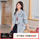 MsShe【重工刺繡仿牛仔外套】大碼女裝2025秋裝胖mm寬松開衫上衣 牛仔淺藍(lán)色現(xiàn)貨 偏大半個(gè)碼 2XL