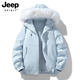 JEEP SPIRIT吉普趙露思同款棉服女冬季2026新款棉衣大毛領(lǐng)工裝派克服外套 天晴藍【保暖加厚】 L