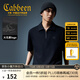 卡賓（CABBEEN）【重磅純棉】男裝火元素logo短袖Polo衫拉鏈翻領(lǐng)上衣潮牌T恤 煤黑色01 XL /180/52