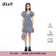 DZZIT【爆款補單】碎花裙明星同款地素連衣裙夏季度假風(fēng)女 深藍色(吊帶款) XS
