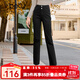 百圖betu女裝秋季新款牛仔褲復古高腰顯瘦修身直筒九分褲2309T73 黑色 L