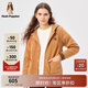 暇步士（Hush Puppies）【懶人系列】女裝冬新款美式休閑學(xué)院減齡加絨連帽外套 130卡其 XL