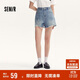 森馬（Semir）牛仔褲女寬松美式熱褲酷颯風(fēng)夏街頭毛邊短褲復古辣妹103324122010