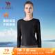 駱駝（CAMEL）加絨圓領裸感彈力女款長袖T恤衫 Y24CA0L6603 幻影黑 L